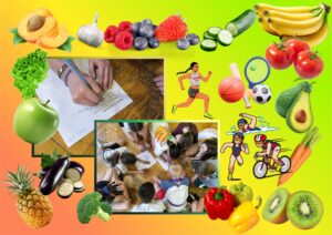 Zdjęcia z dziećmi rozwiązującymi quiz.