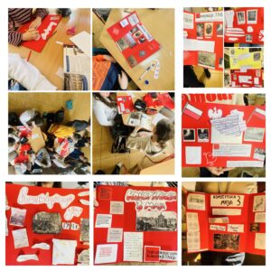 Uczniowie przygotowują lapbooki o Konstytucji 3 Maja.