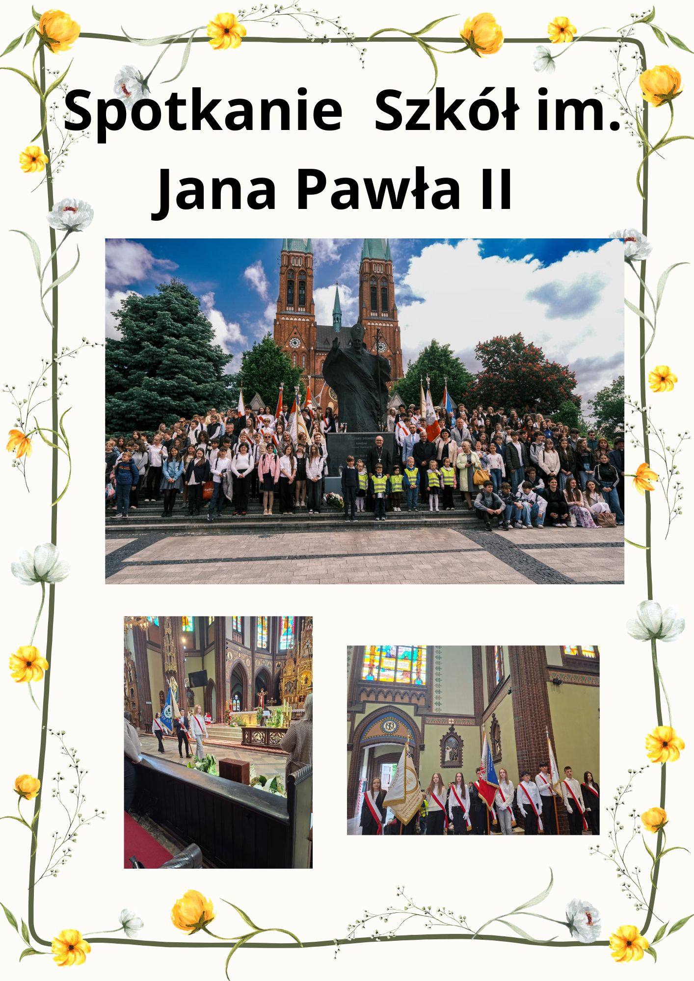 Kolaż zdjęć ze spotkania szkół im. Jana Pawła II
