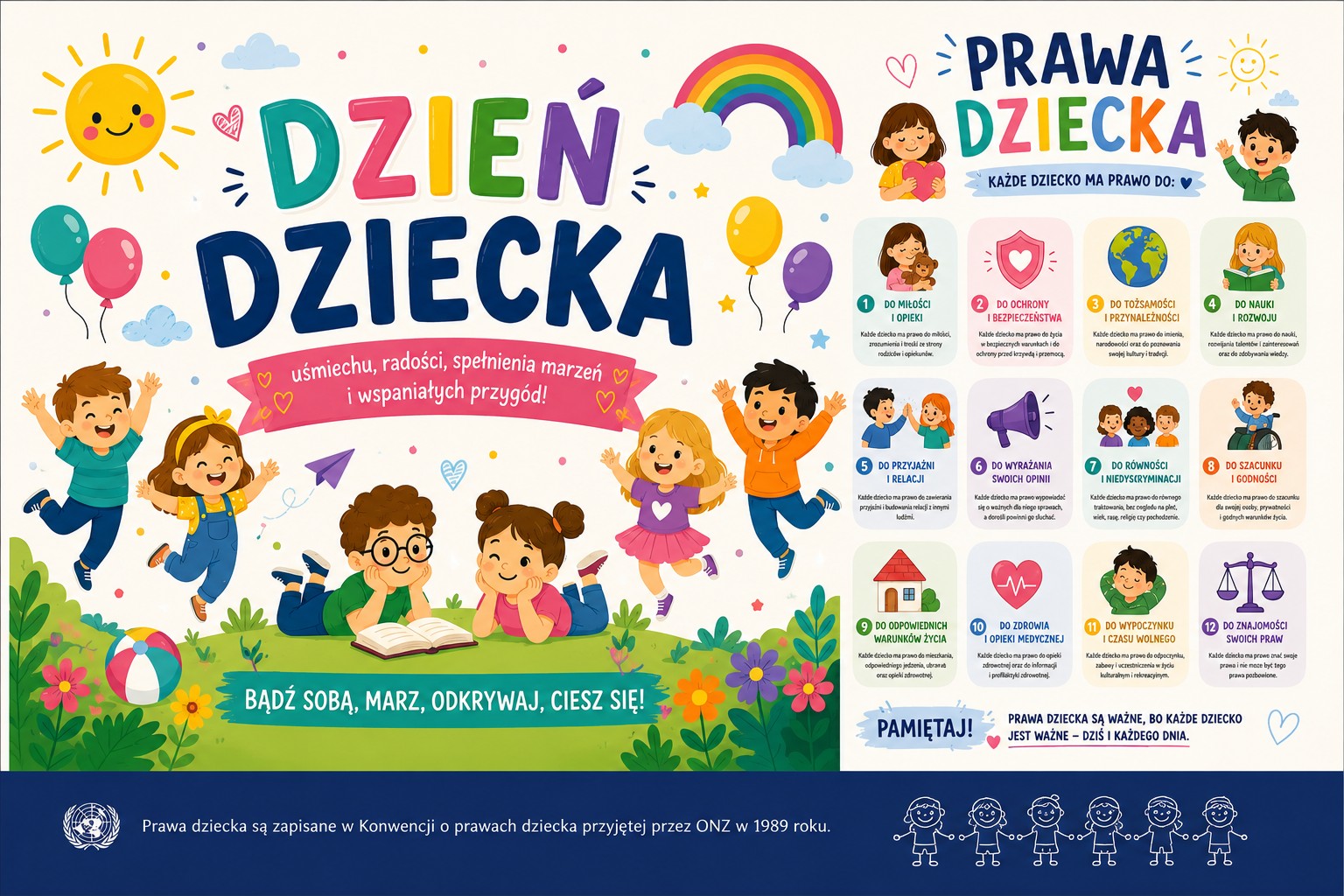 Grafika informacyjna przedstawiająca prawa dziecka.