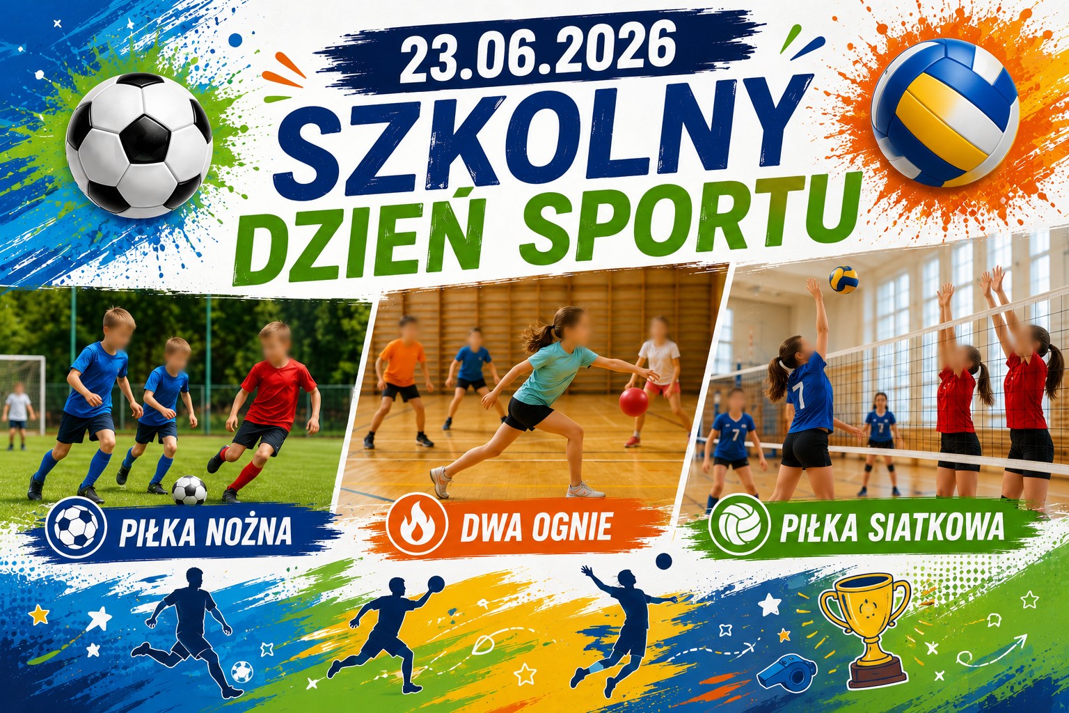 „Szkolny Dzień Sportu” – dzień pełen ruchu, sportowej rywalizacji i wspólnej zabawy podczas rozgrywek i aktywności zespołowych.
