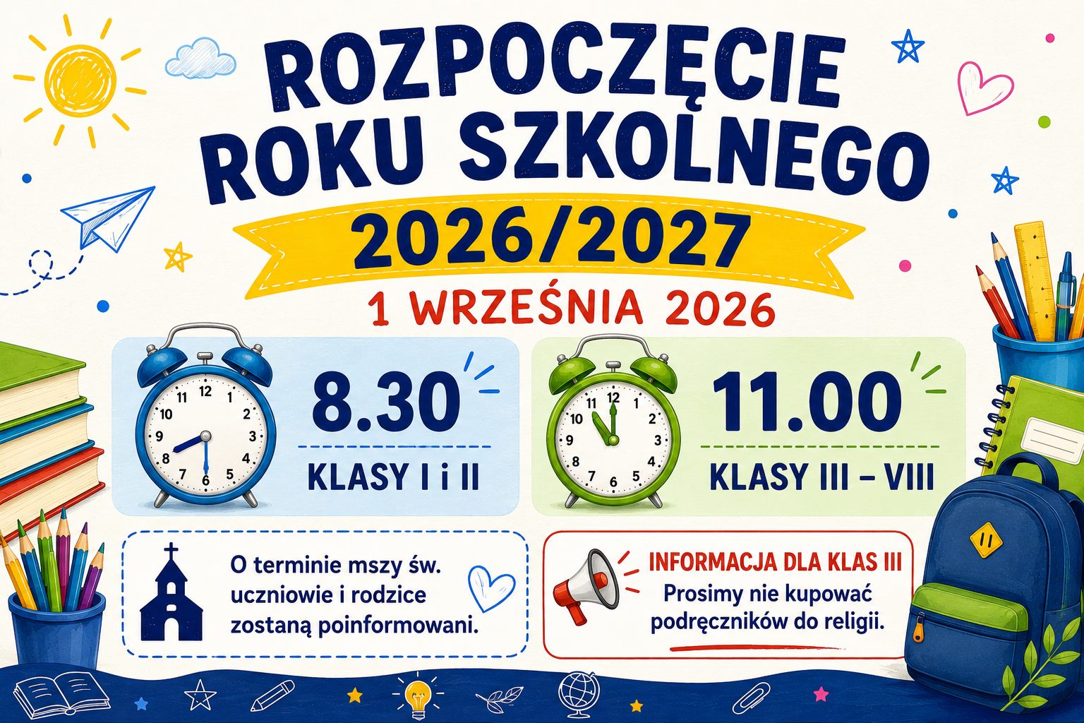 Informacja o rozpoczęciu roku szkolnego 2026/27