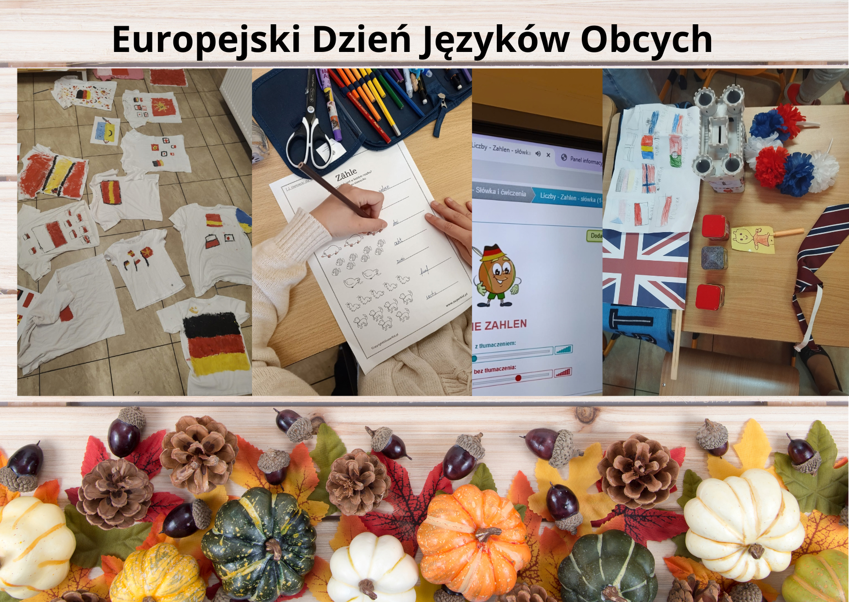 Zdjęcia ze szkolnych obchodów Europejskiego Dnia Języków.