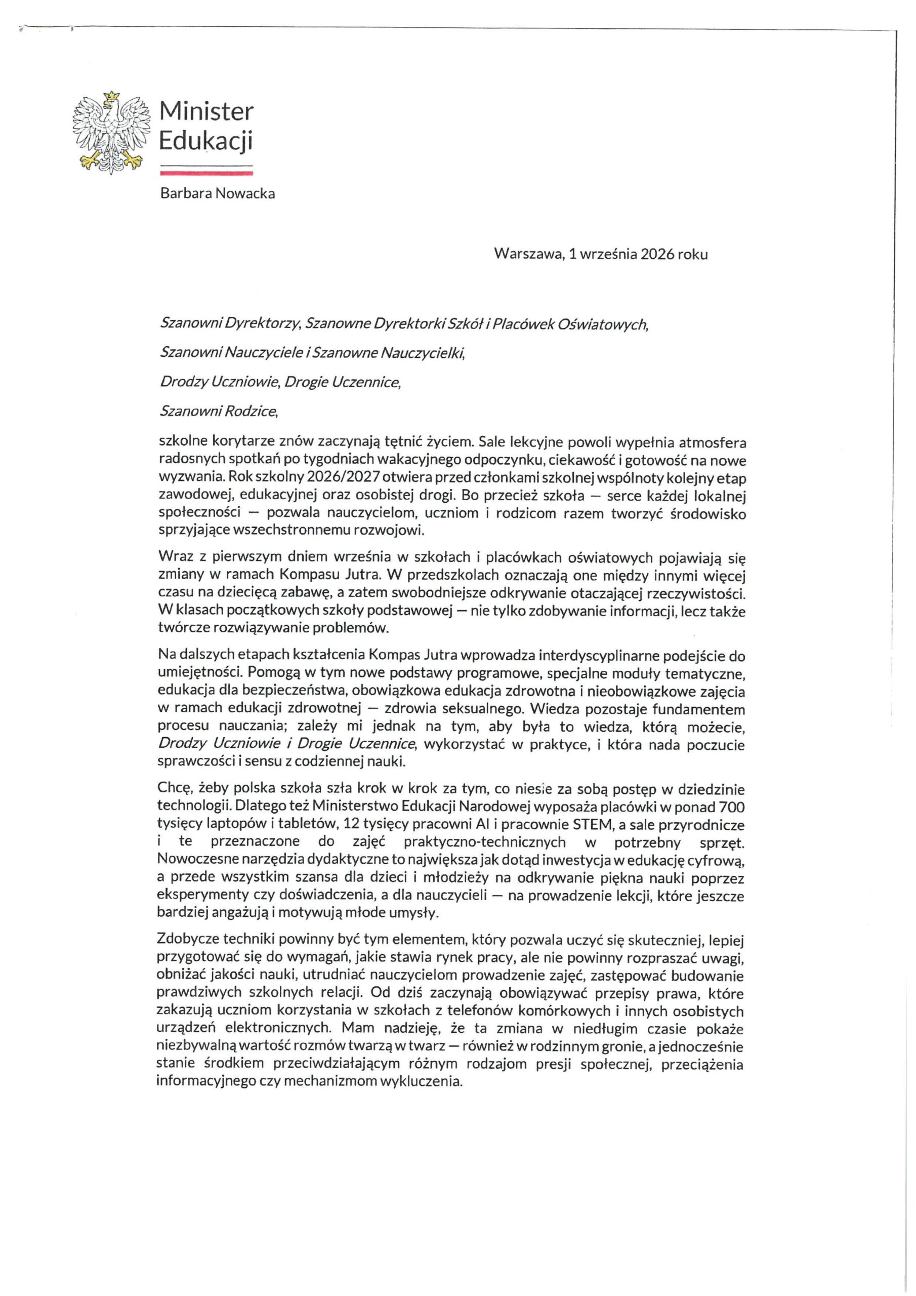 List Minister Edukacji