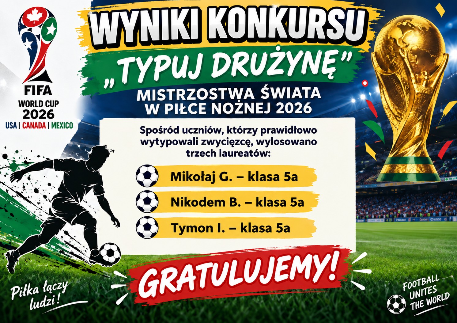 Ogłoszenie o wyniku konkursu "Typuj drużynę"