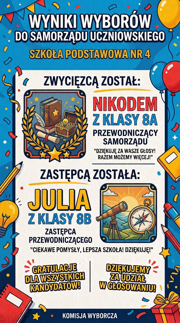 Informacja o wyborach do samorządu szkolnego.