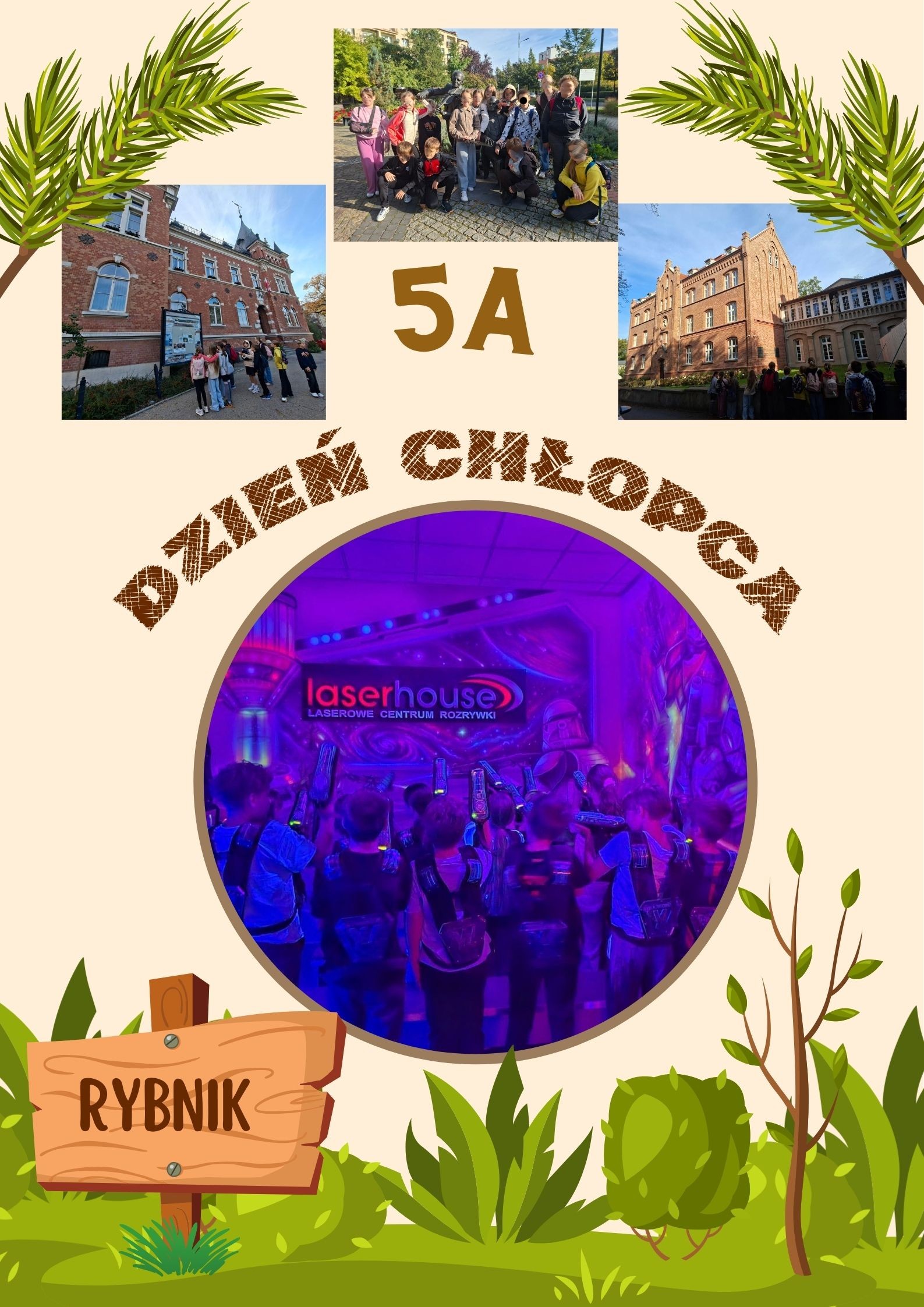 Kolaż zdjęć z obchodów dnia chłopaka w klasie 5a